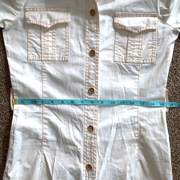 Vintage 70s Patty Woodard Cream Collared Button Up Cargo Utility Jumpsuit S - Picture 9 of 13